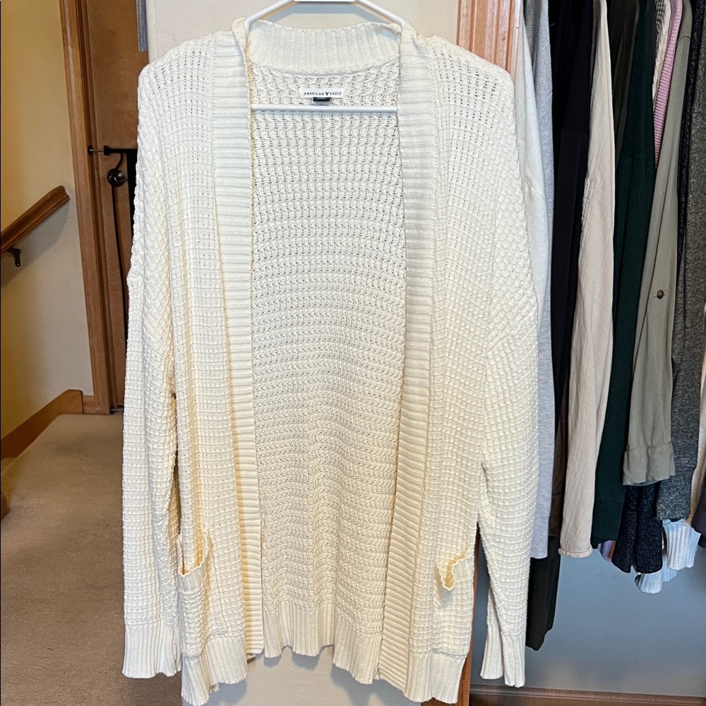 American Eagle Outfitters Cream Knit Cardigan